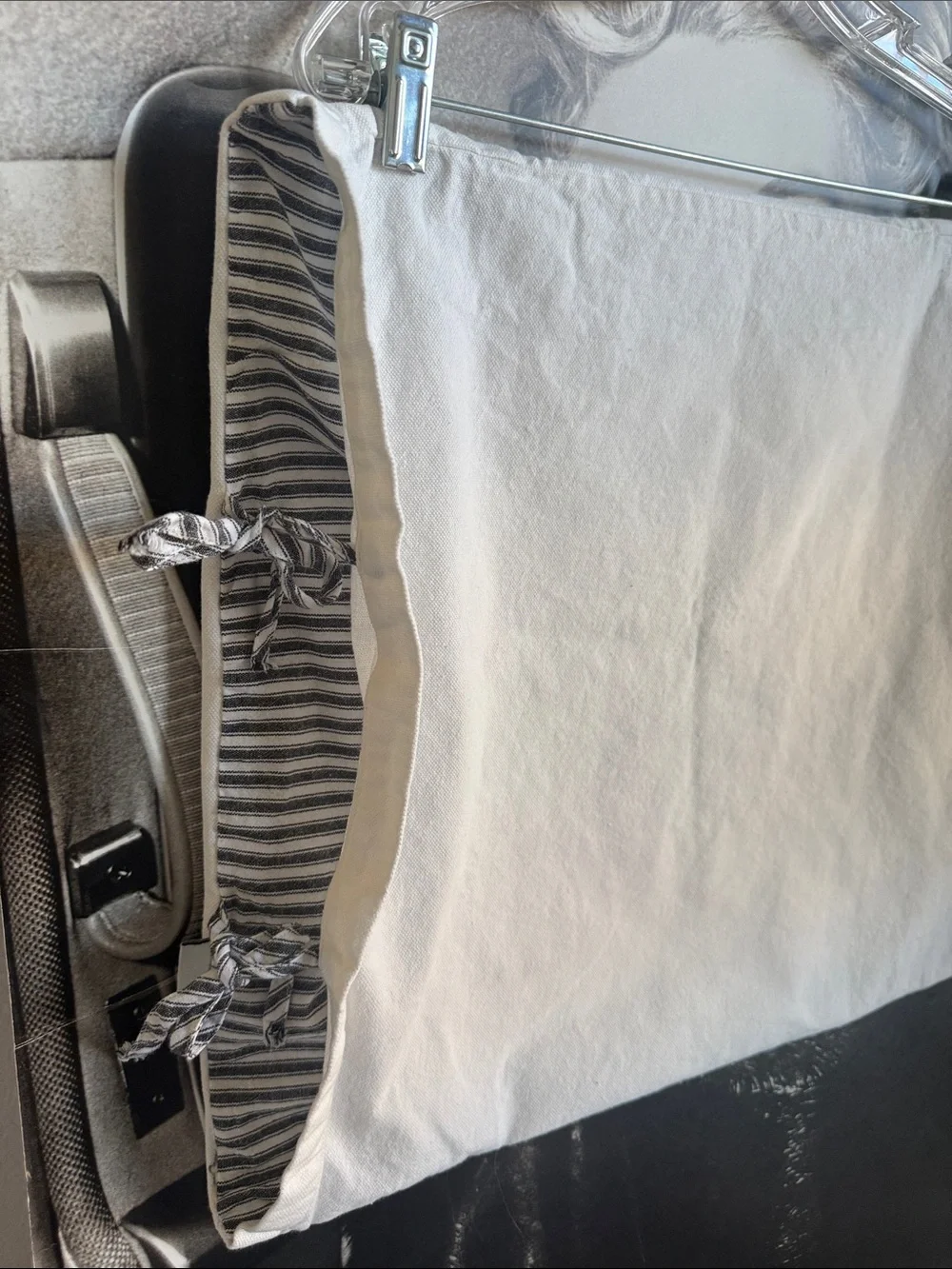 Rae Dunn White Pillow Cover with Black Tag Detail - Picture 5 of 7